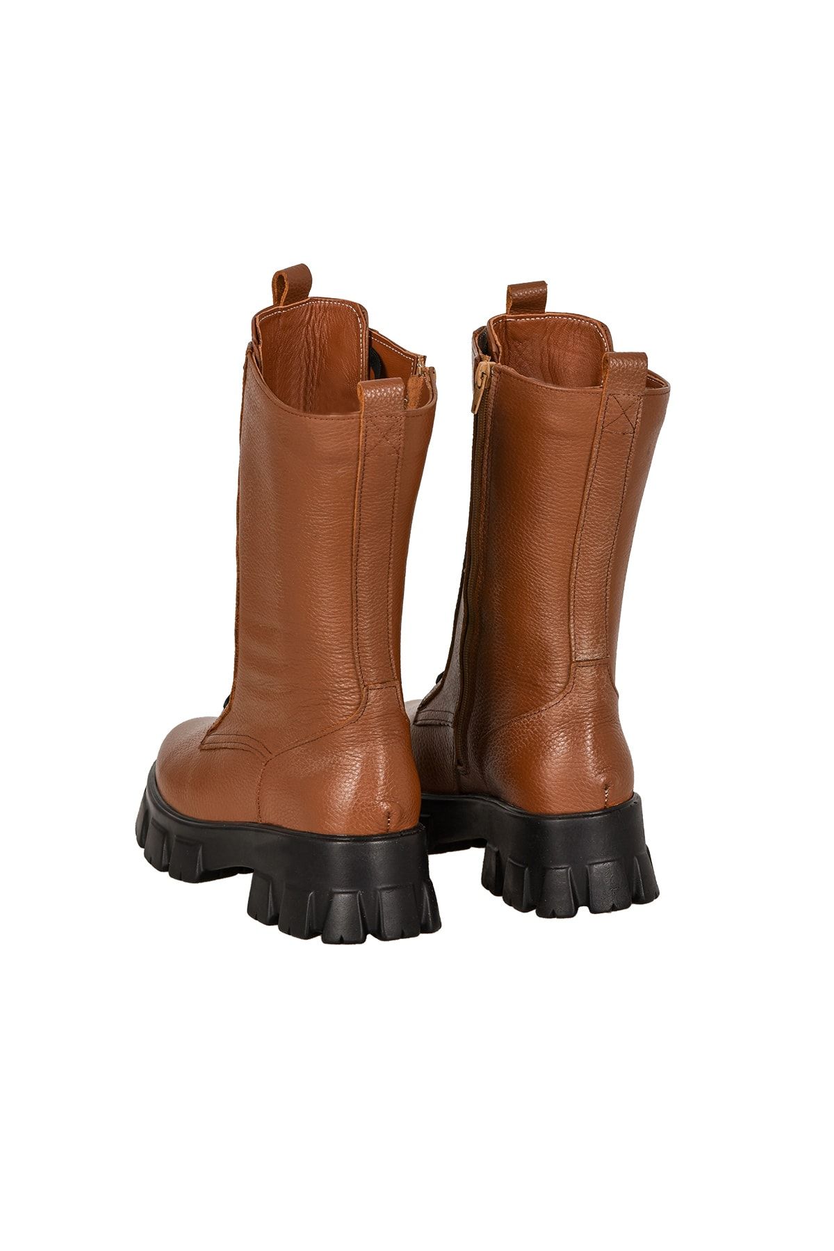 Moosefield-Ghete de damă din piele naturală cu design special, cafeniu 5