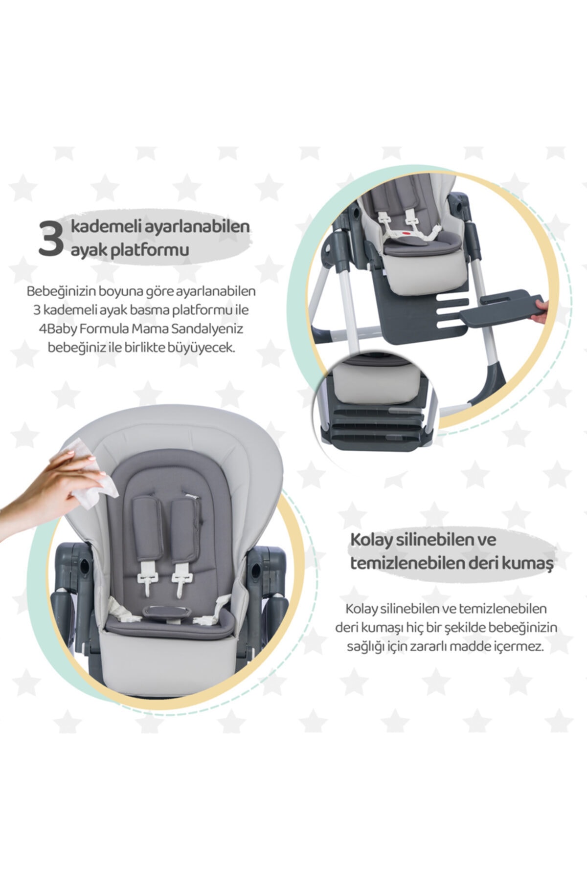 4 Baby Ab-100 Formula Mama Sandalyesi Gri fotoğrafı 2 (önizleme)