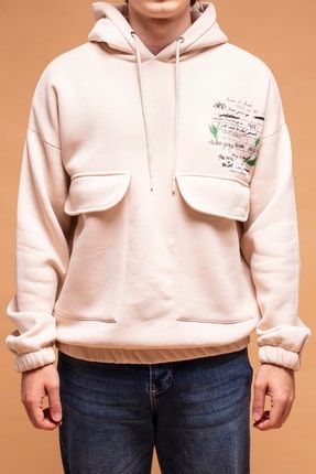 Beli Lastikli Oversize Sweatshirt K-324 Bej CT22K-K324-018