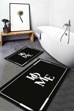 Soho Desenli Yıkanabilir Kaymaz Taban 2li Banyo Halısı Paspas Klozet Takımı Bath-0005 sohobath0005
