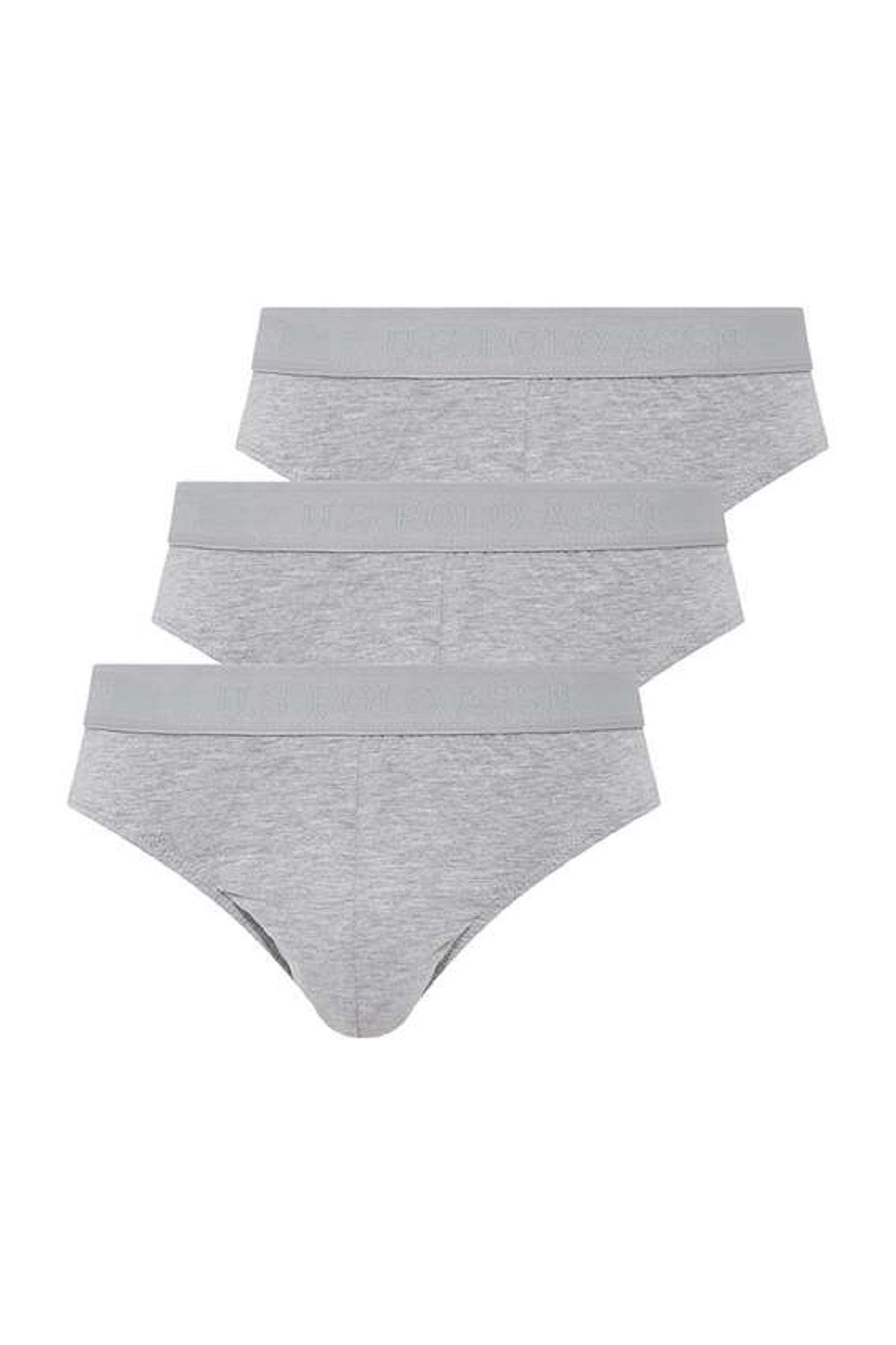 U.S. Polo Assn. Erkek Gri Melanj 3 Lü Slip Külot