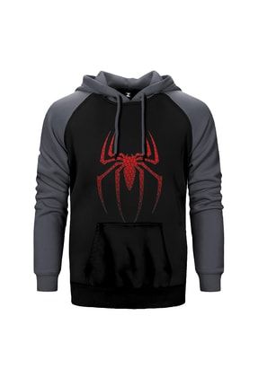 Spiderman Suit Gri Reglan Kol Kapüşonlu Sweatshirt ZR3035