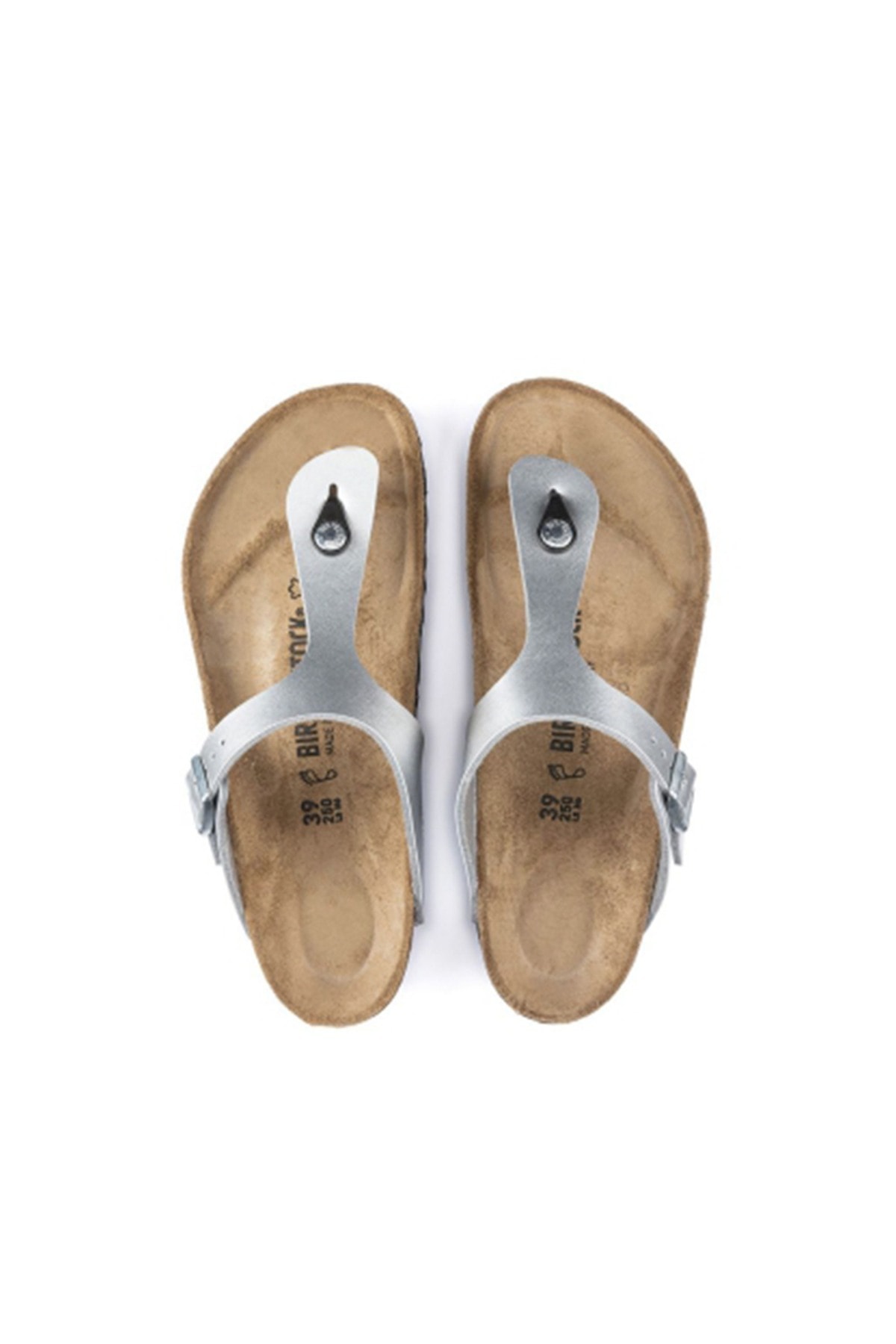 دمپایی بیرکن استاک زنانه چرم مصنوعی نقره اي لایسنس دار- تحت لیسانس راسته      لباس خانگی | Birkenstock 43851 DE - تصویر 3