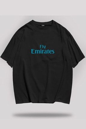 Fly Emirates Baskılı Unisex Oversize T-shirt flyemırates