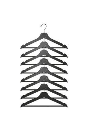 Bumerang Askı Siyah Ahşap 8 Adet Takım Elbise Kıyafet Askısı Bumerang askı