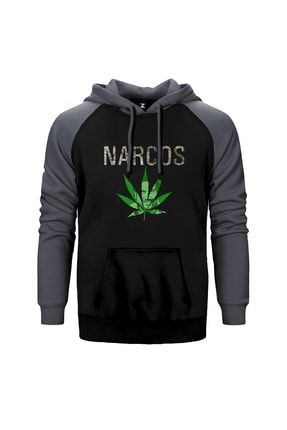 Narcos Marijuana Gri Reglan Kol Kapüşonlu Sweatshirt ZR-987