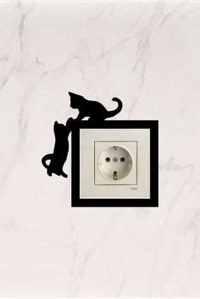 Kedili Ahşap Dekoratif Priz Çerçevesi 000022