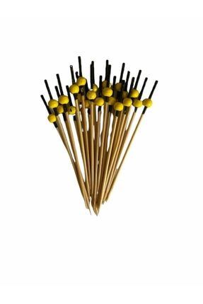 100 Adet Bambu Kokteyl Kürdan - Sarı & Siyah - 10cm 000127