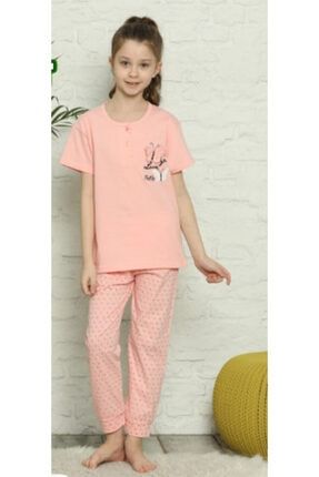 Kısa Kollu Altı Uzun Pamuklu Kız Pijama Takımı 45051