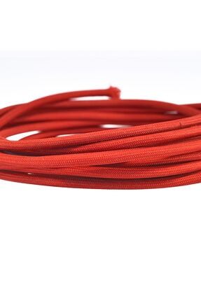 Dekoratif Örgülü Kırmızı Renkli Kumaş Kablo 5 mt 210103163449