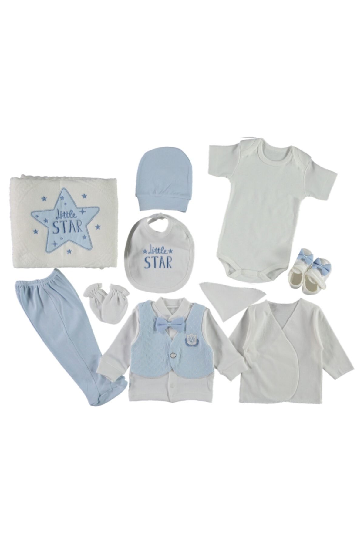 Babexi Yenidoğan Bebek 10 Parça Zıbın Seti New Little Star 1 Ay,2 Ay,3 Ay Erkek