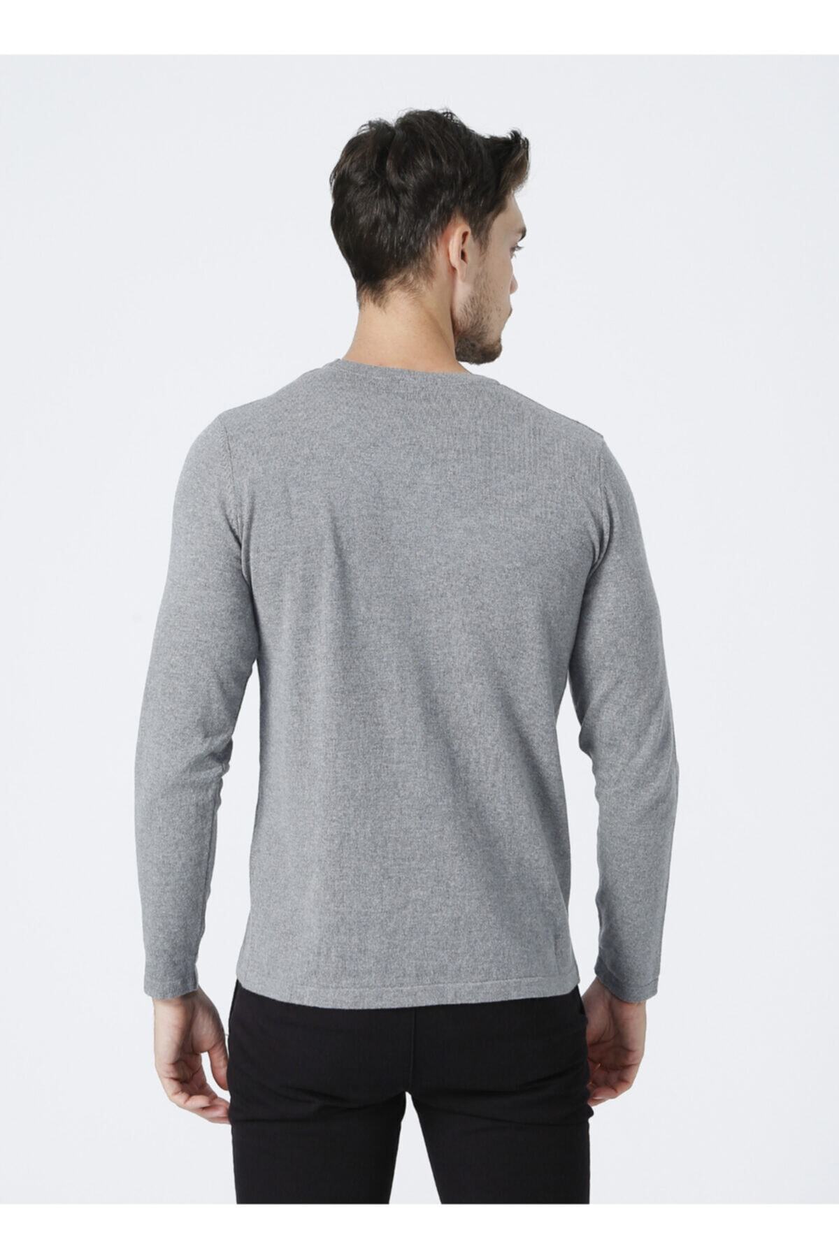 AC&Co / Altınyıldız Classics-Men's Gray Melange Standard Fit Crew Neck Plain Knitwear Sweater 6