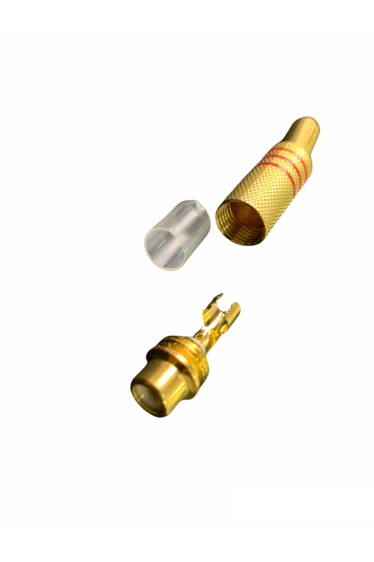 1 Adet Kabloya Lehim Tipi Gold Sarı Rca Audio Video Fiş Konnektör Jak Jack