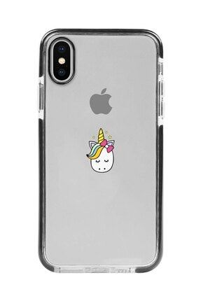 Iphone X Siyah Kenarlı Anti Shock Baby Unicorn Desenli Telefon Kılıfı IPXANTI-011