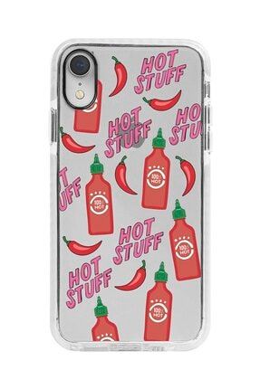 Iphone Xr Beyaz Kenarlı Anti Shock Hot Stuff Desenli Telefon Kılıfı IPXRANTI-100