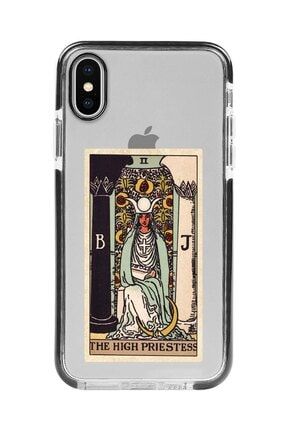 Iphone X Siyah Kenarlı Anti Shock The High Priestess Desenli Telefon Kılıfı IPXANTI-259