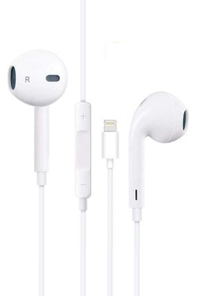 Iphone 13 Pro Max Uyumlu Lightning Girişli Mikrofonlu Beyaz Kablolu Kulakiçi Müzik Kulaklığı İPHONE-KULAKLIK2-39