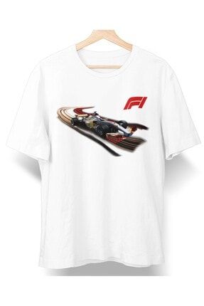 Owersize Tasarım Formula 1 Logo Baskılı Tişört OMTOST014