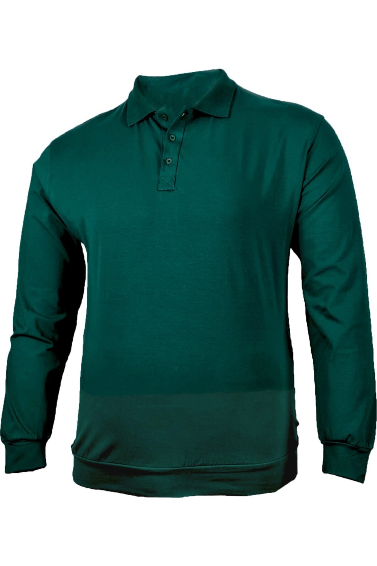 Lifeguard Büyük Beden Likralı Polo Yaka Sweatshirt Yeşil