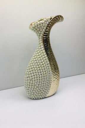 Dekoratif Porselen Obje Altın Inci Biblo Vazo S-070921-34x16x4