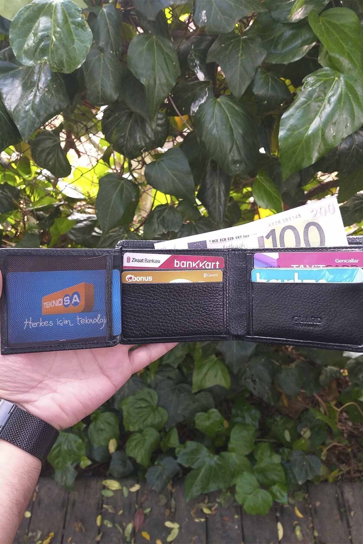 GUARD-Men's Leather Wallet - Black Sports Stripe 3
