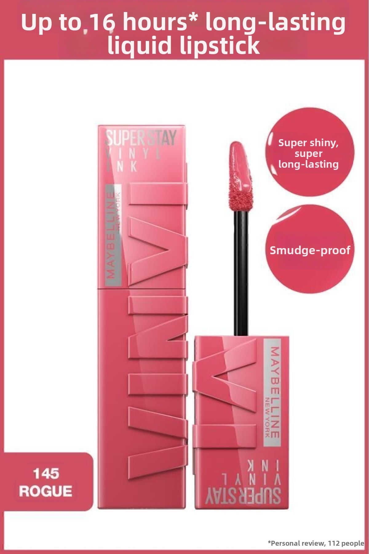 Maybelline New York Super Stay Vinyl Ink Long Lasting Liquid Glossy Lipstick 145 Rogue