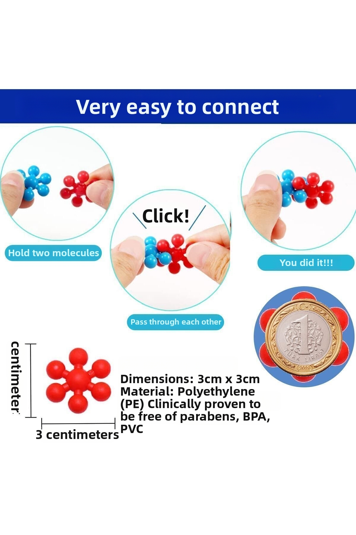 بلاک‌های ساختنی برف‌دانه مستر مولکول، اسباب‌بازی آموزشی و خلاقانه، ۵ رنگ، ۱۲۰ تکه