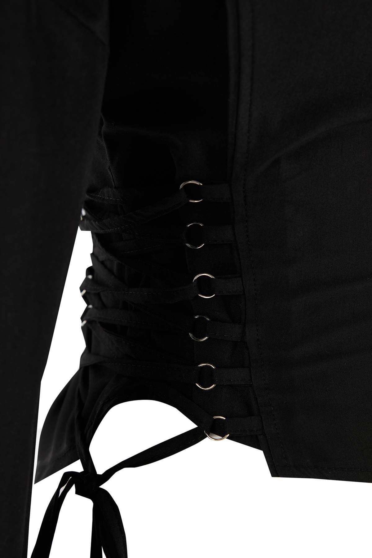 Trendyolmilla  Siyah Belden Bağcıklı Ayarlanabilir Şık/Gece Gömlek TPRAW26GO00001 - Görsel 2