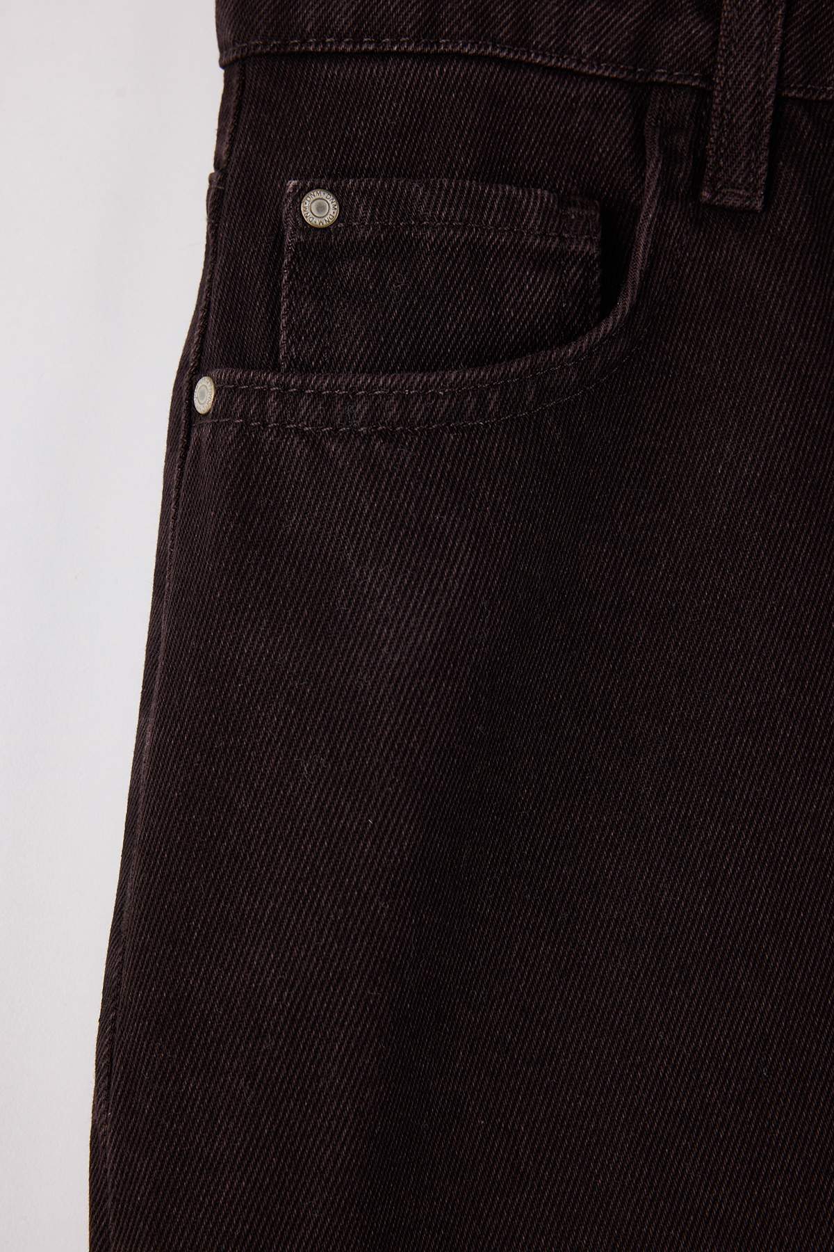 Trendyolmilla  Kahverengi Yüksek Bel %100 Non-Stretch Pamuk A Shape Denim Etek TBBAW23AZ00042 - Görsel 4