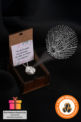 ernsilver 925 Ayar Hediye Kutulu 100 Dilde Seni Seviyorum Yazan Sevgililer Gü...