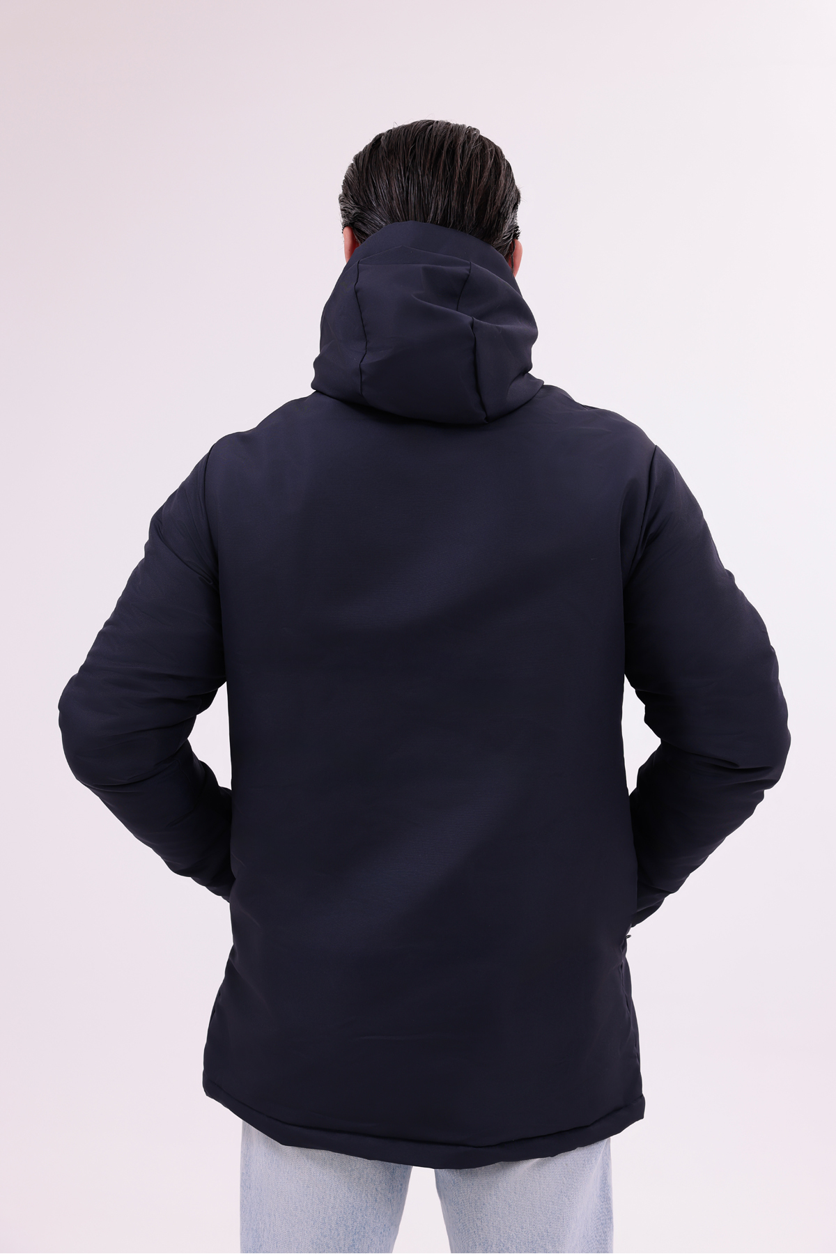 Erkek Polarlı Kürklü Su Ve Rüzgar Geçirmez Kapüşonlu Kışlık Mont & Kaban & Parka — سرمه‌ای FMP-105 — تصویر 6 از 8