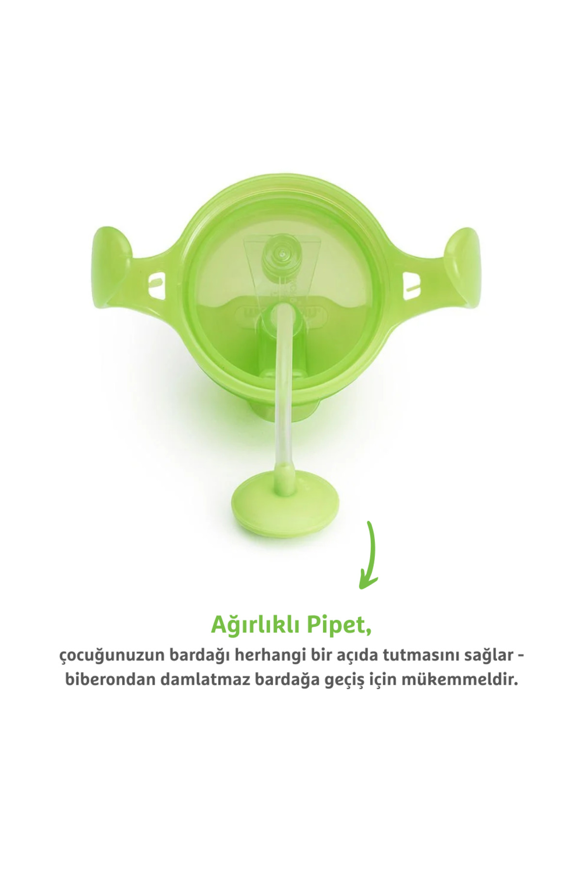 Munchkin Tıklama Kilitli Uçlu Pipetli Alıştırma Bardağı, 6ay , 207ml, Yeşil, 1 Adet fotoğrafı 5 (önizleme)