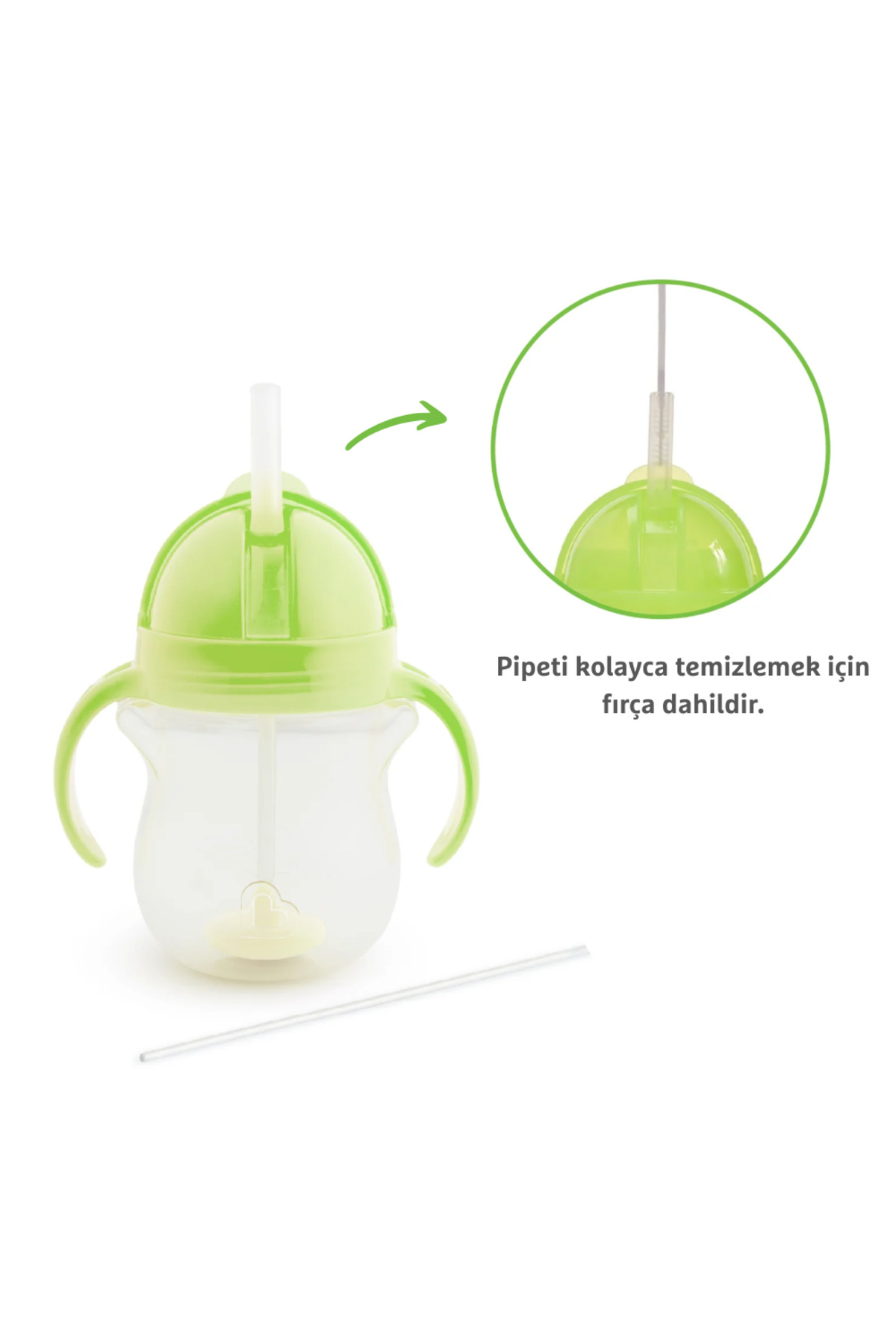 Munchkin Tıklama Kilitli Uçlu Pipetli Alıştırma Bardağı, 6ay , 207ml, Yeşil, 1 Adet fotoğrafı 4 (önizleme)
