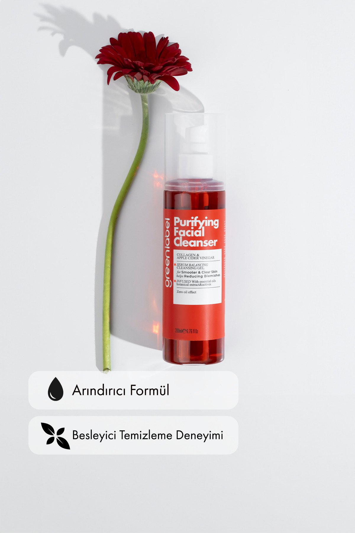 Purifying Facial Cleanser-Elma Sirkesi Kolajen Özlü Canlandırıcı Arındırıcı Yüz Temizleme Jeli 200ml — GLK-010 — تصویر 2 از 6