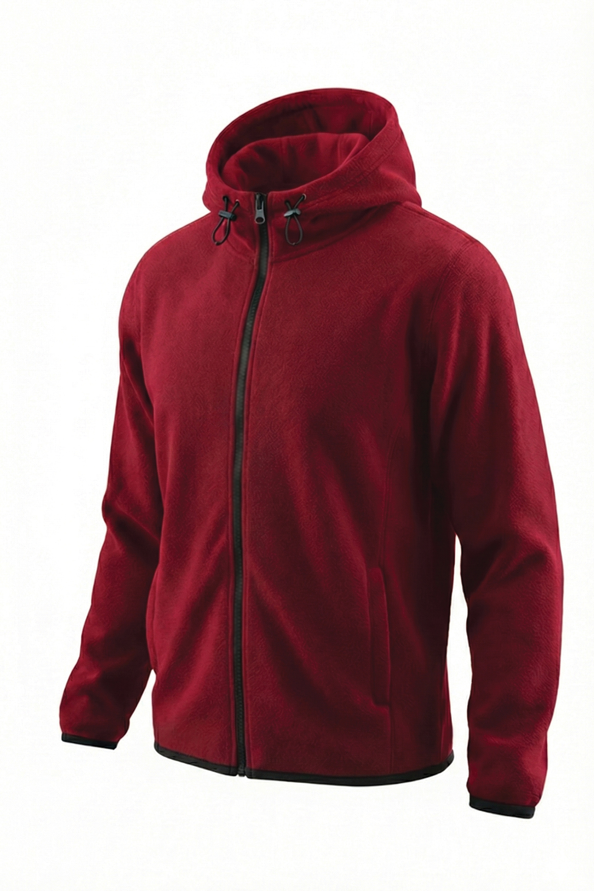 GHASSY CO Erkek Bordo Kapüşonlu Polar Ceket