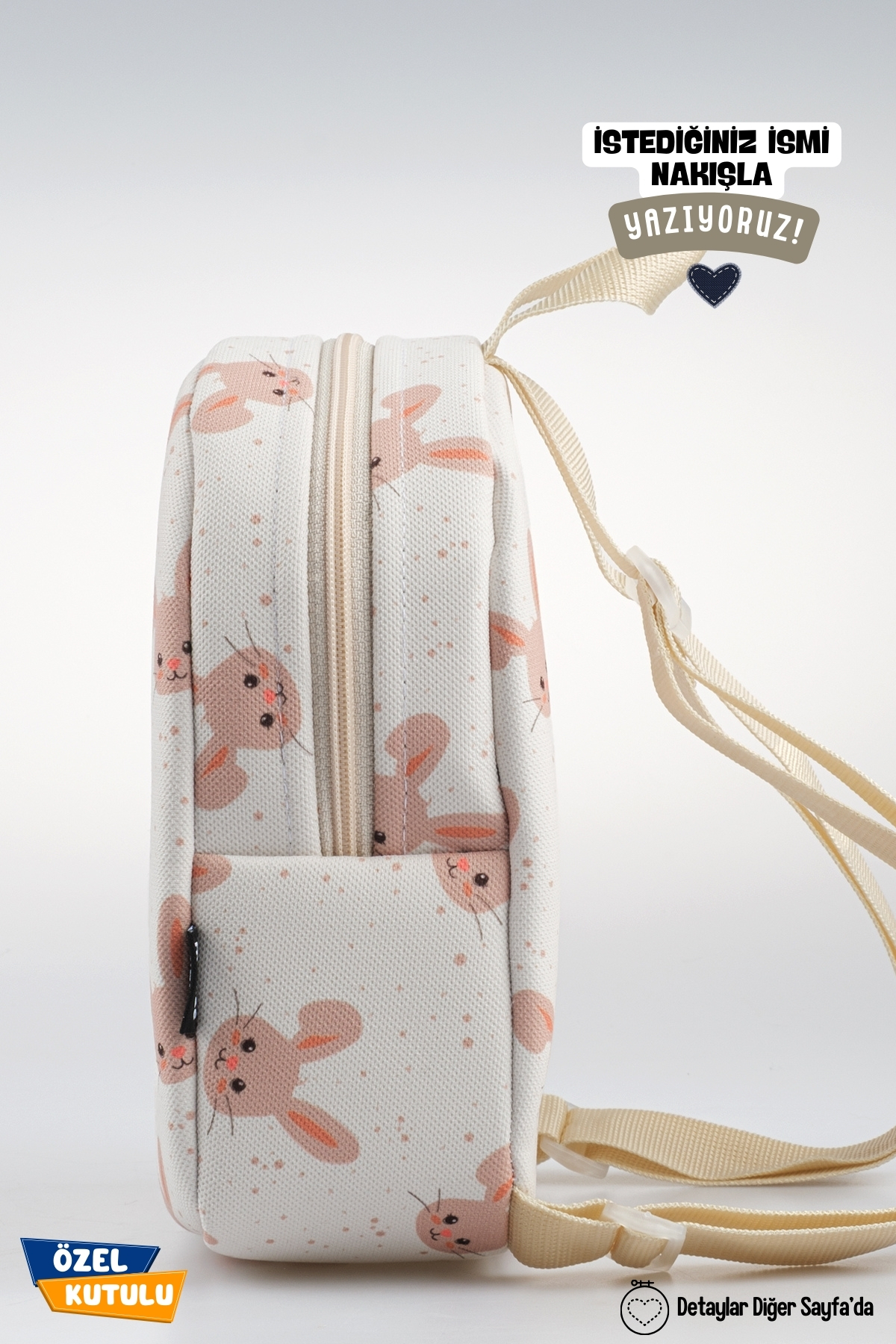 Minilee  [İSTEDİĞİNİZ İSMİ NAKIŞLA YAZIYORUZ] - Yavru Tavşanlar 0-8 Yaş - Çocuk Anaokulu, Kreş Sırt Çantası - Görsel 7
