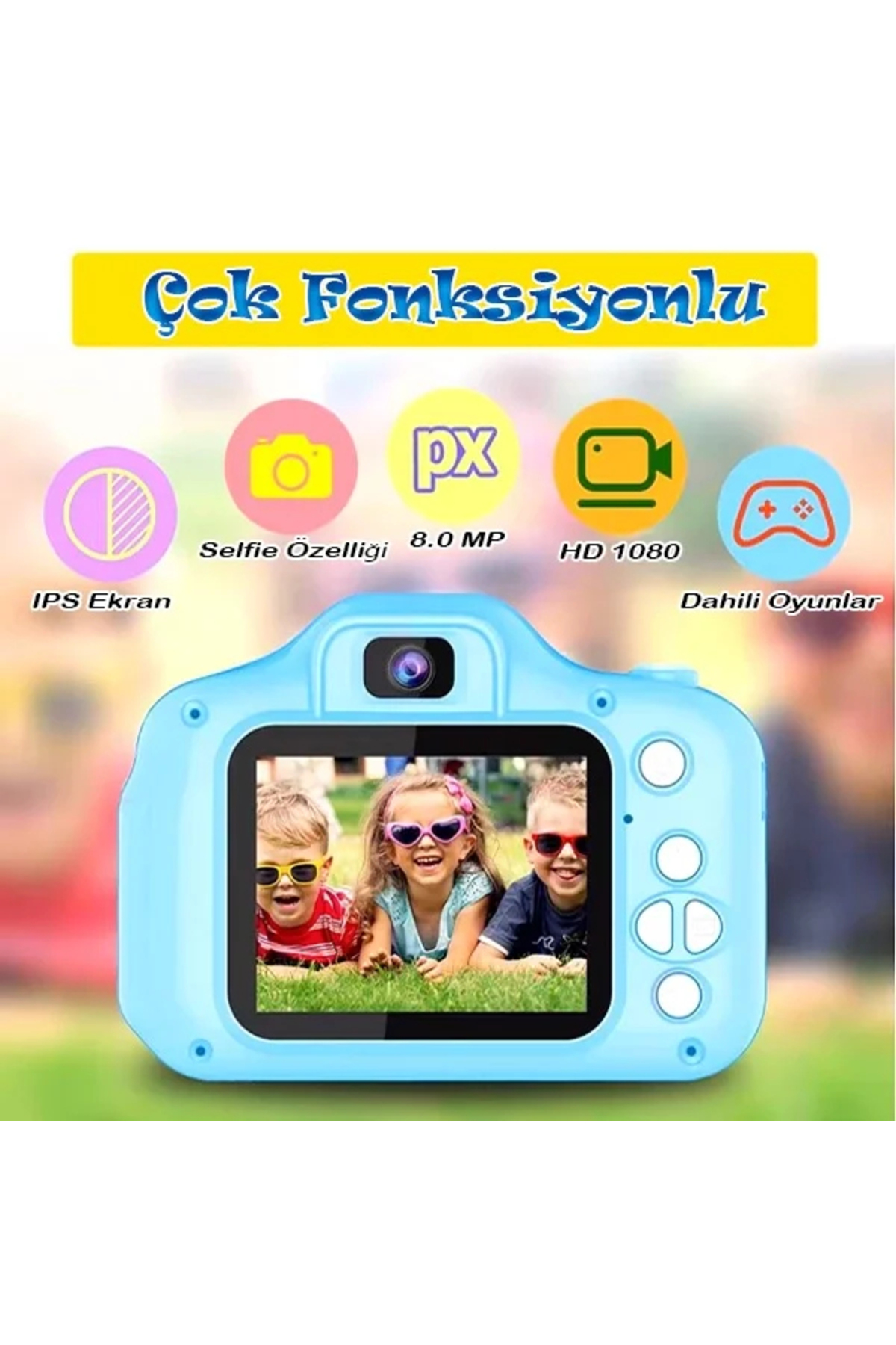 Yenimiyeni Cmr9 Çocuk Fotoğraf Makinesi 1080p Hd Mavi fotoğrafı 5 (önizleme)