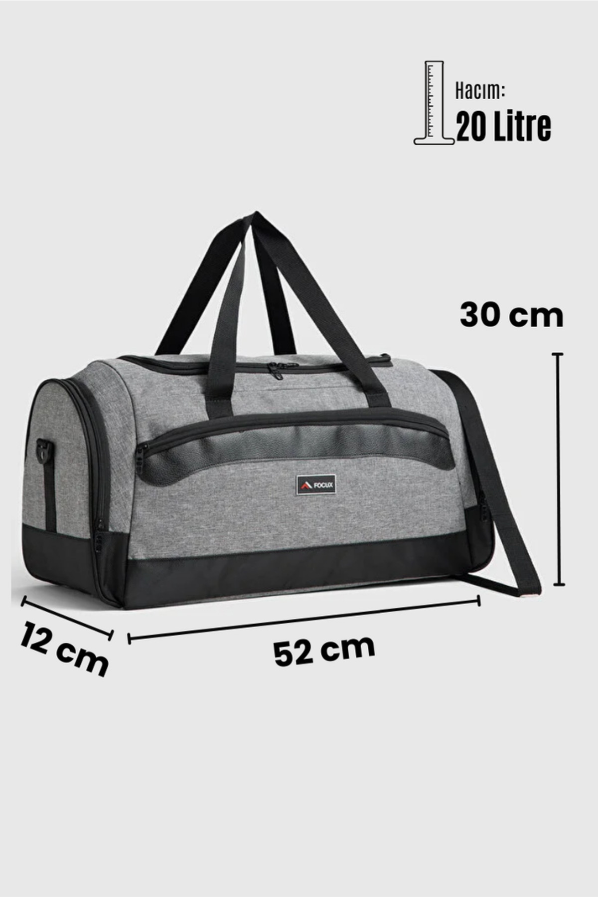 Fiyaka  Nil-12 SPOR ÇANTASI AYAKKABI BÖLMELİ SEYAHAT ÇANTASI EL VALİZİ GYM SPOR SALONU GRİ - Görsel 7