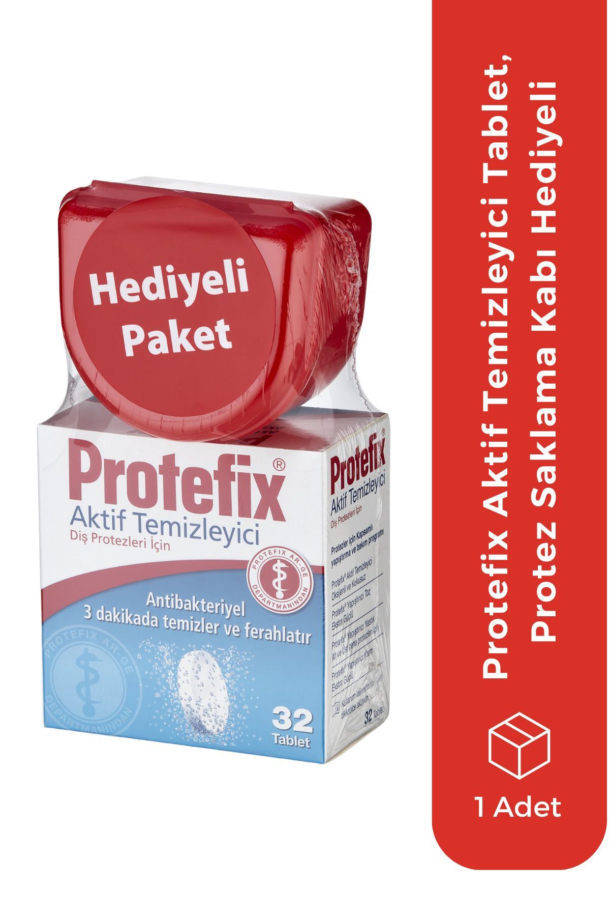 Protefix Aktif Temizleyici Diş Protezleri Için 32 Tablet Protez Kabı Hediyeli - Fiyatı, Yorumları