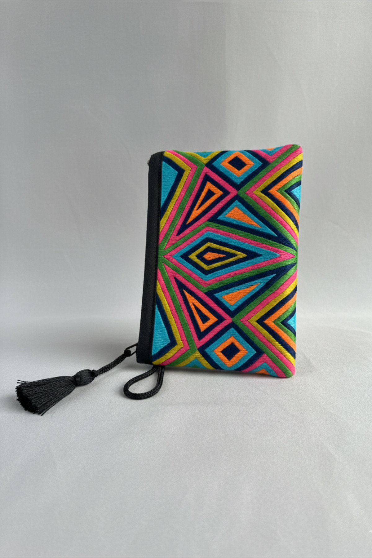 FANTASTIC  El Yapımı Renkli Otantik Tribal Desenli Mini Çanta Bozuk Para Anahtar Kartlık Cüzdan (14.5x10 cm) - Görsel 7