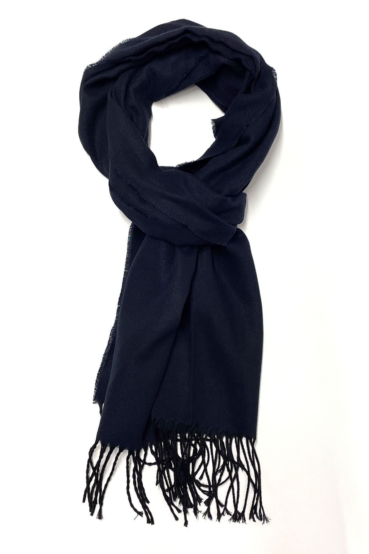  شال گردن مردانه ساده دو رو مشکی سرمه‌ای یونیسکس مدل K316