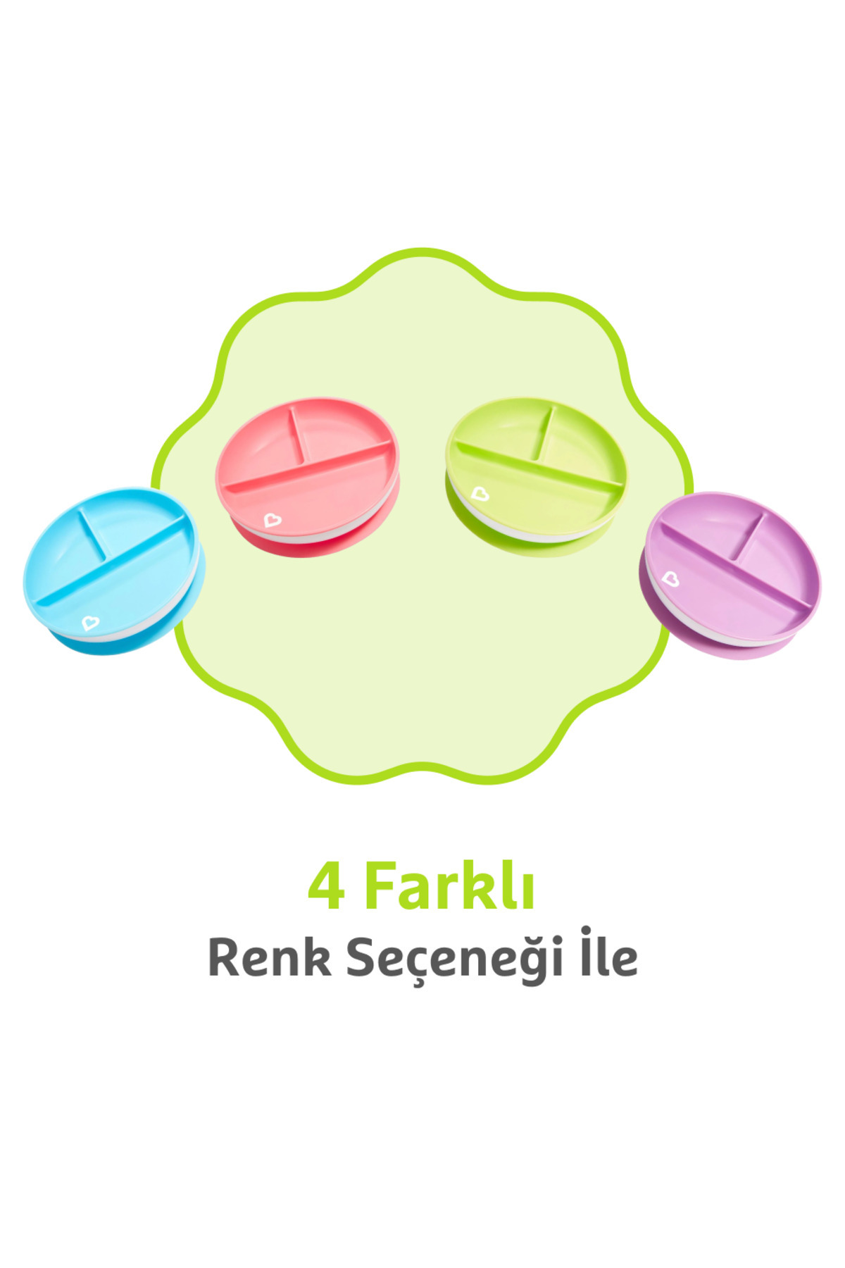 Munchkin Sabit Vakumlu Beslenme Tabağı | 6 Ay+, 3 Bölmeli, BPA İçermez, Yeşil – 1 Adet fotoğrafı 5 (önizleme)