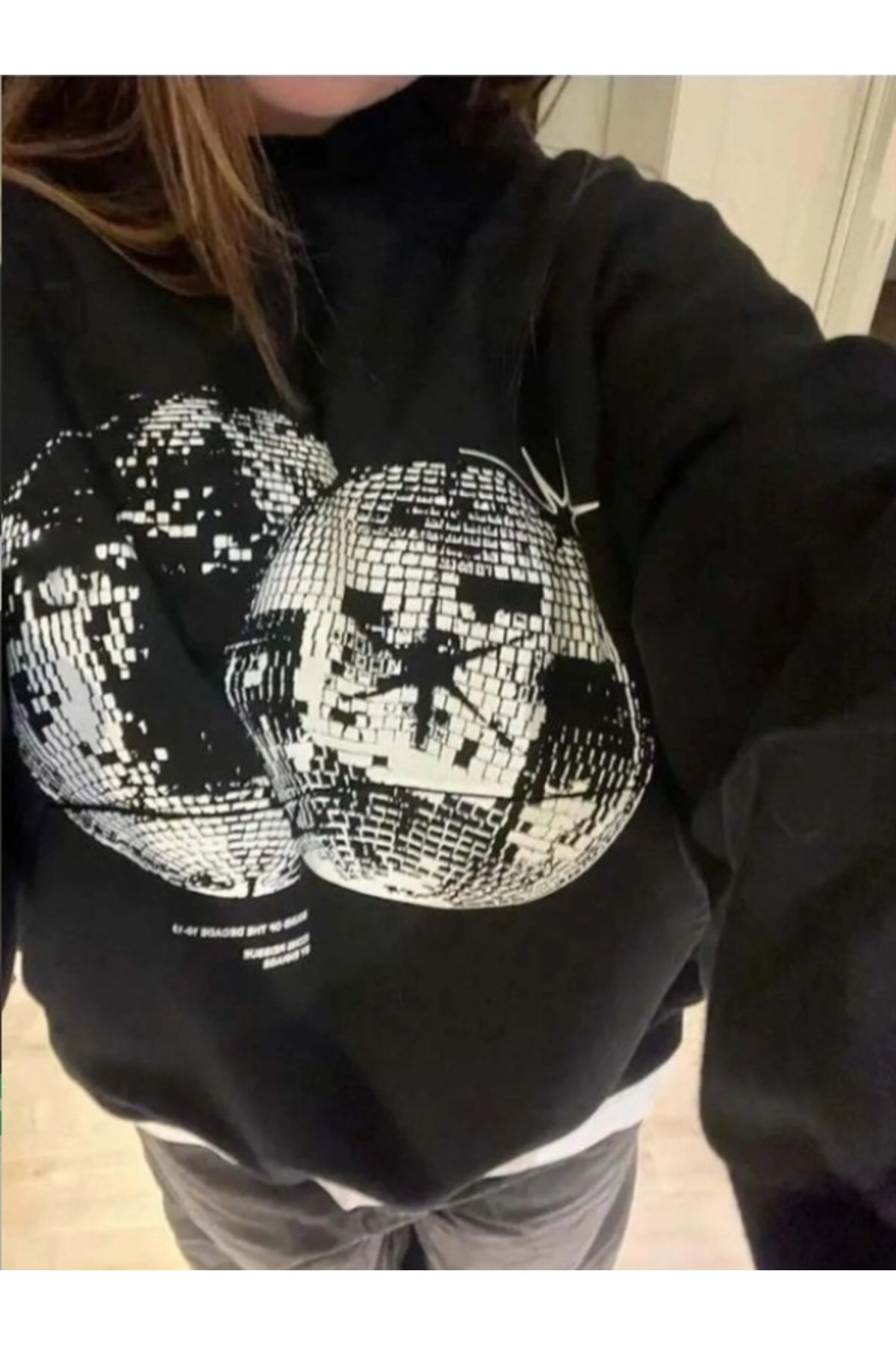 Rokeby Unisex Disco World Siyah Kapüşonlu Kanguru cepli Sweatshirt