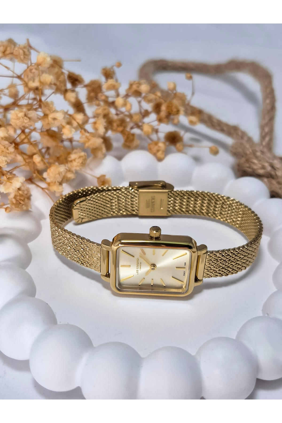 Lee Cooper  Lc07815 Dikdörtgen 6 Renk Hasır Kordon Kadın Kol Saati - Görsel 4