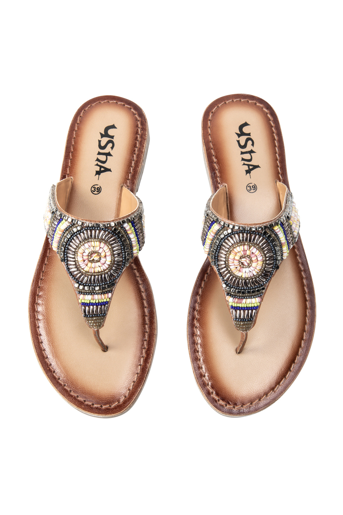 Pearl embroidery sandals
