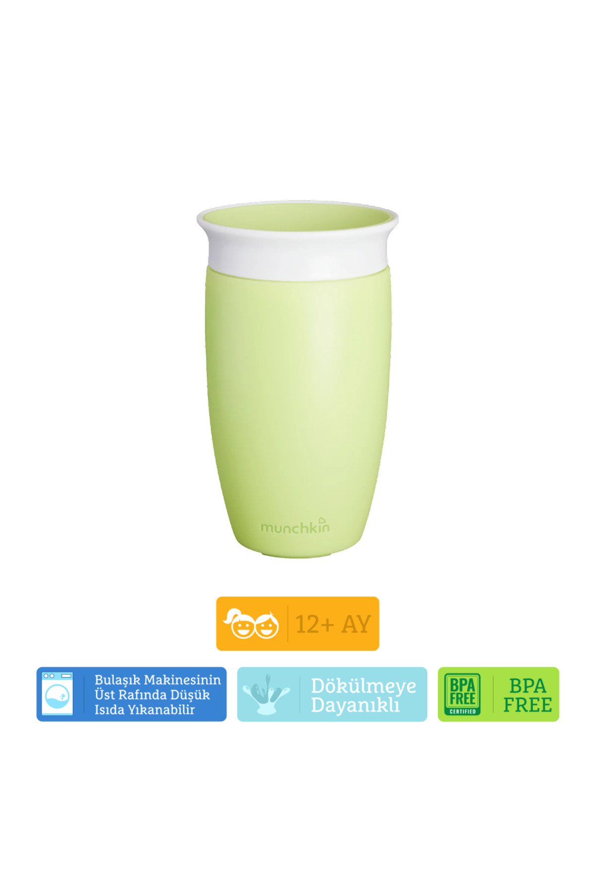 Munchkin Mucize 360° Alıştırma Bardağı, 12ay , 296ml Yeşil fotoğrafı 4 (önizleme)