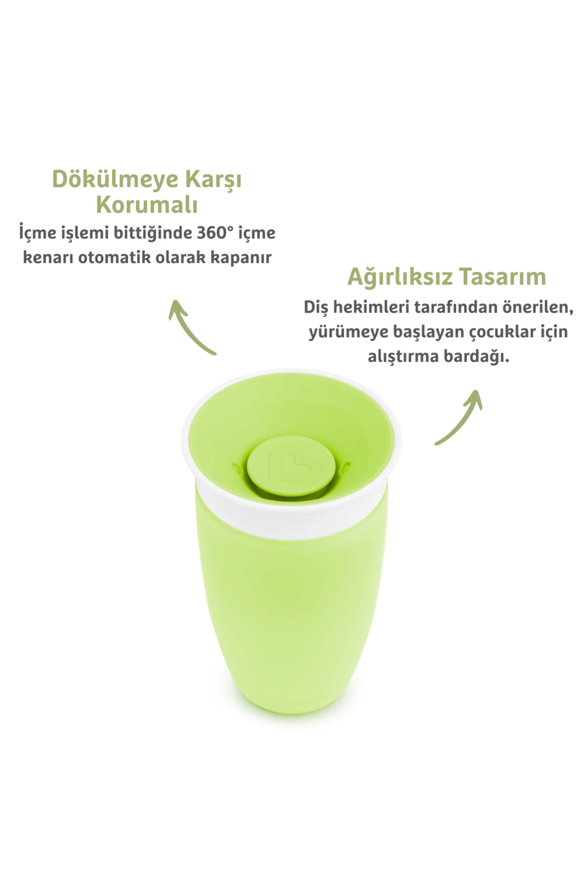 Munchkin Mucize 360° Alıştırma Bardağı, 12ay , 296ml Yeşil fotoğrafı 2 (önizleme)