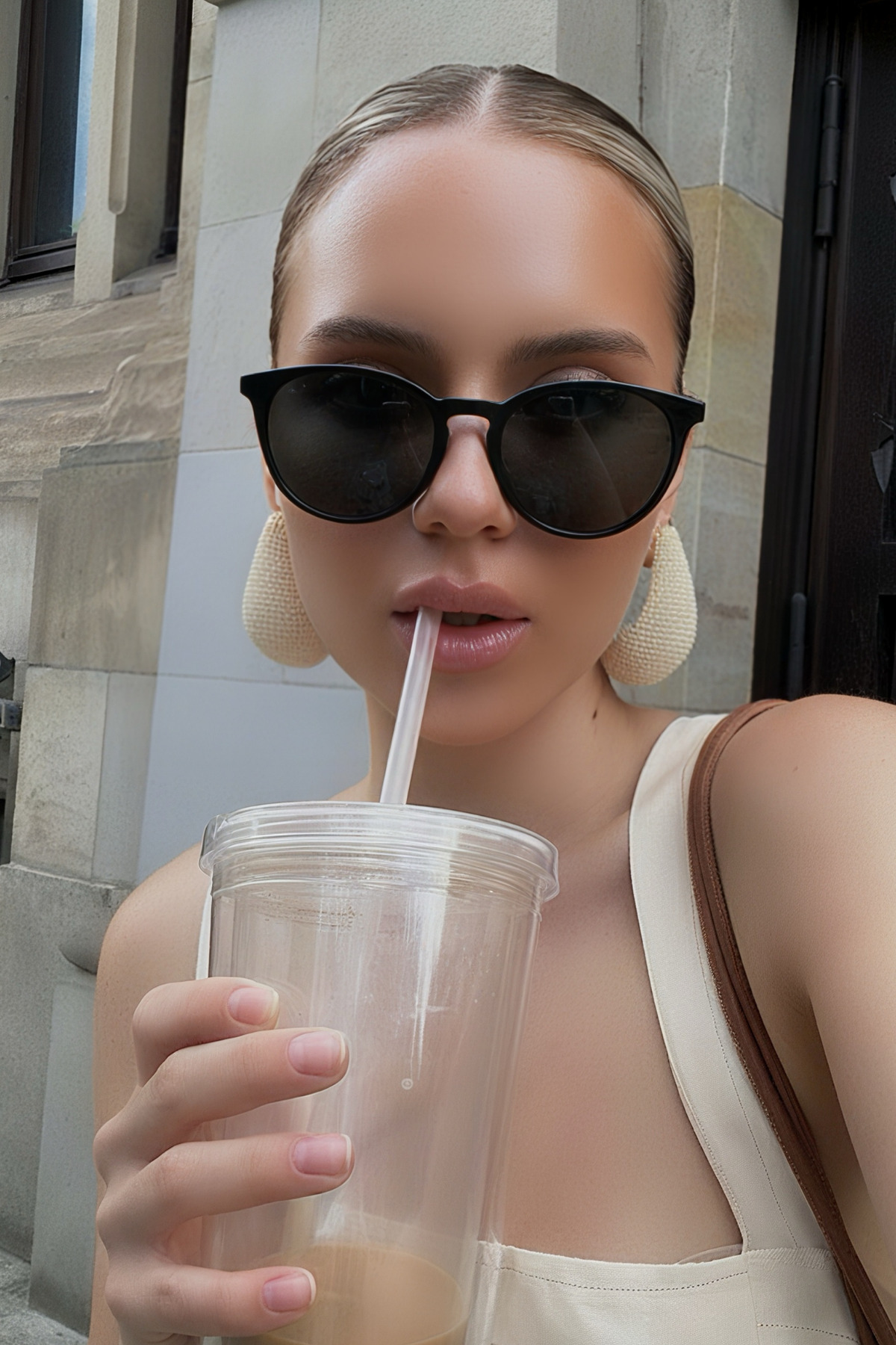 Eyesofia Tamela Kemik Oval Unisex Siyah Metal Sap Güneş Gözlüğü görsel 3