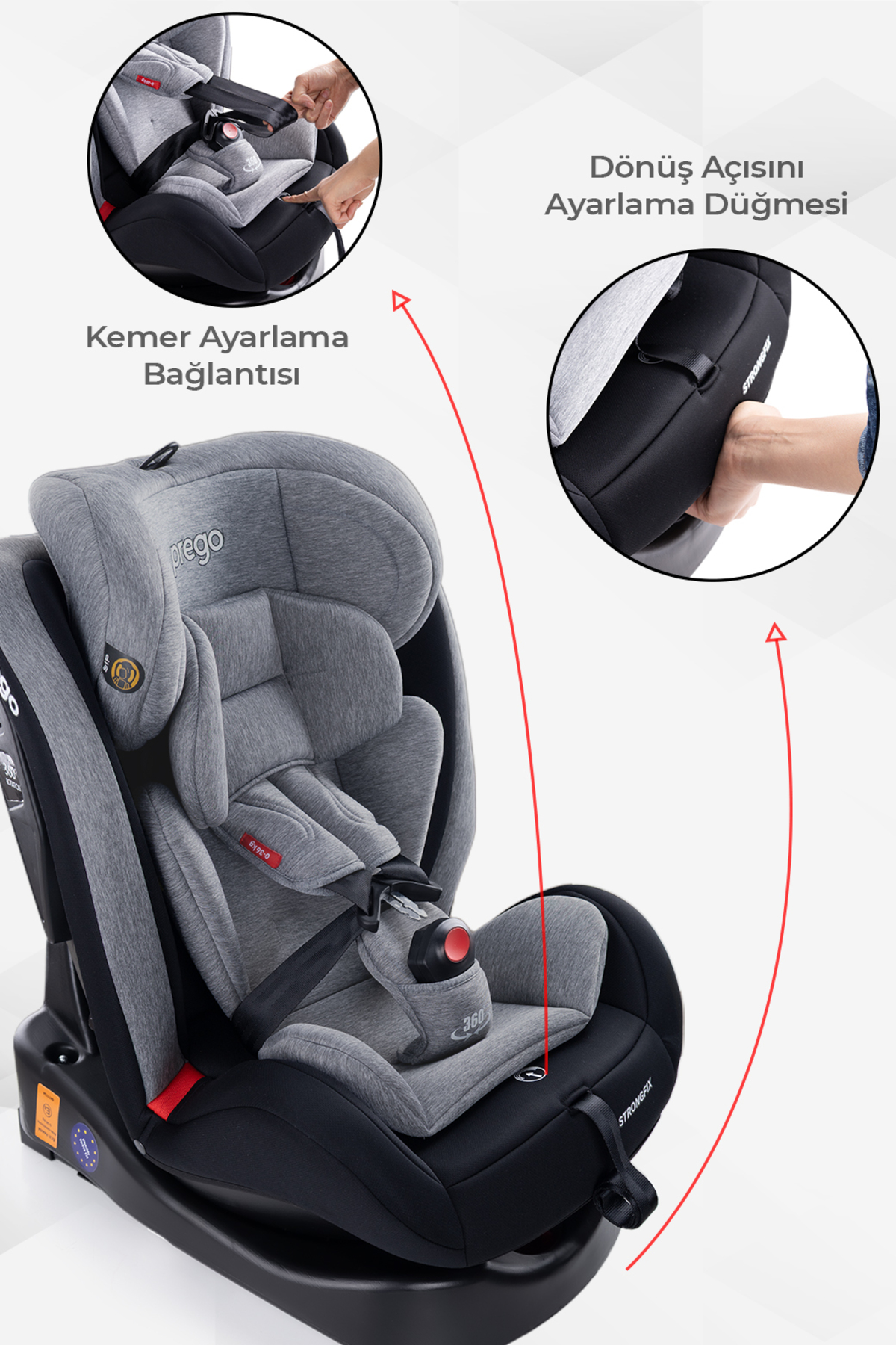 Prego Strongfix 360 Derece Dönebilen 0-36 Kg İsofixli Oto Koltuğu 4088 fotoğrafı 6 (önizleme)