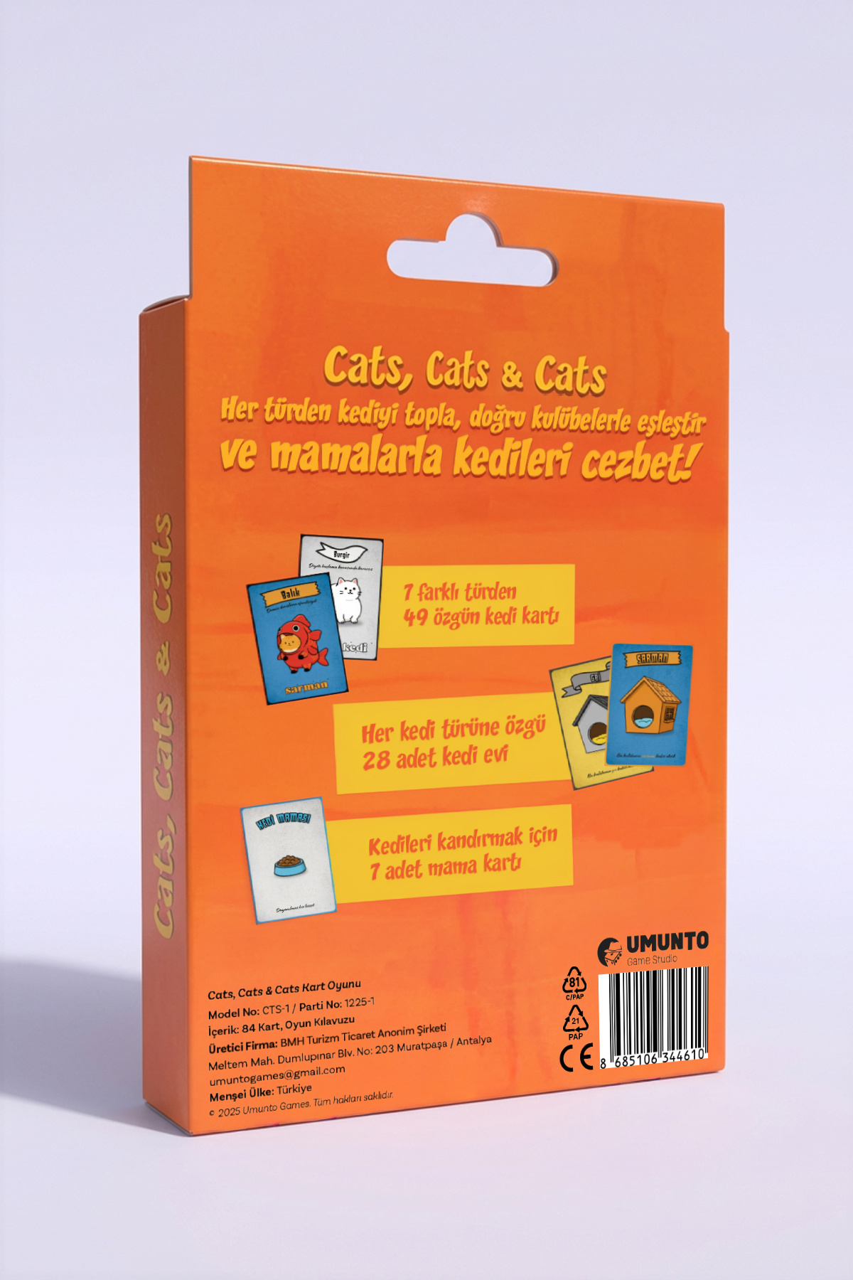 Umunto Games Cats, Cats & Cats Kutu Oyunu, 2-4 Kişilik Eğlenceli Kart Oyunu fotoğrafı 2 (önizleme)